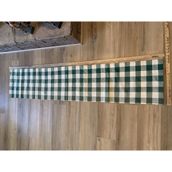 Country Plaid Valance green & off white 15" x 72” (100% cotton) checkered - Picture 9 of 11